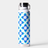 Helles, zweifarbiges, blaues Blume-Muster Trinkflasche (Rückseite)