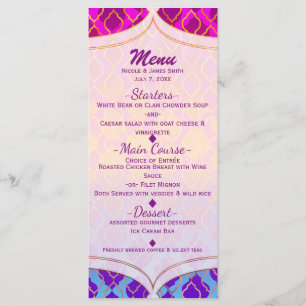 Hellfarbene Arabische Marokkanische Glam Party-Spe Menükarte