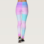 Hellfarbene blaue rosa grüne Pastellstreifen Leggings (Rückseite)