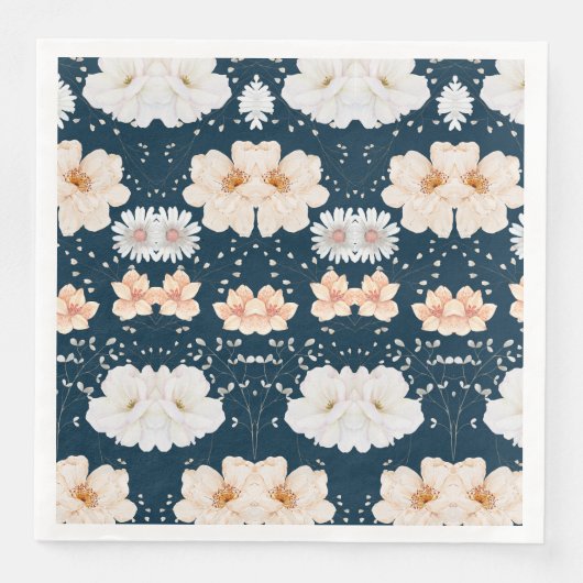 Hellfarbene Blume mit dunklem Ozeanhintergrund Serviette (Vorderseite)