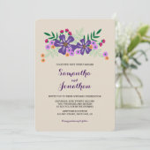 Hellfarbene Blume zum Hochzeitsempfang Einladung (Stehend Vorderseite)