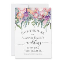 Hellfarbene exotische Protea-Blume Save the Date