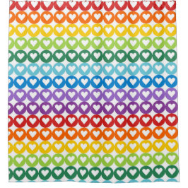 HELLFARBENE HÄRZTE IN KREISEN DUSCHVORHANG