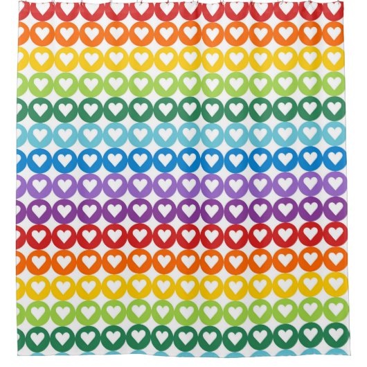 HELLFARBENE HÄRZTE IN KREISEN DUSCHVORHANG (Vorderseite)