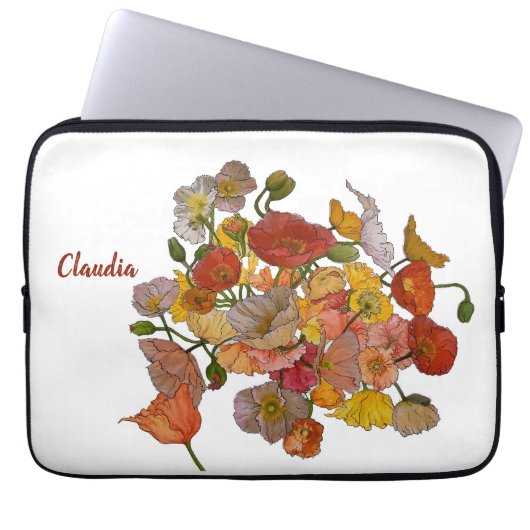 hellfarbene Mohnwasserfarbe Laptopschutzhülle (Vorderseite)