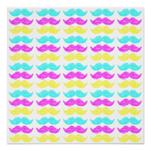 Hellfarbene Mustaches (Letterpress style) Poster