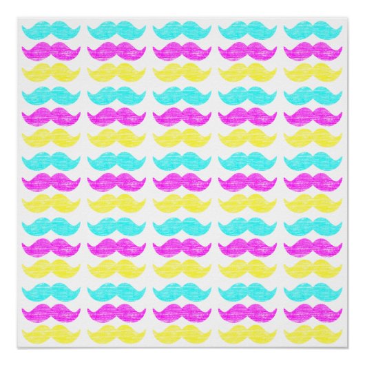 Hellfarbene Mustaches (Letterpress style) Poster (Vorderseite)