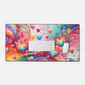 HELLFARBENE RAINBOWS UND LIEBE SCHREIBTISCHUNTERLAGE (Tastatur & Maus)