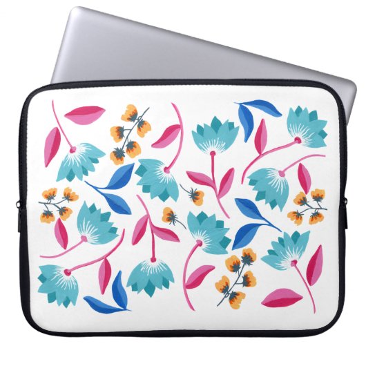 Hellfarbener, floraler Laptop-Sieb Laptopschutzhülle (Vorderseite)