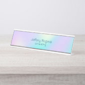 Hellfarbener holografischer Hintergrund Schreibtischnamensplakette (Vorderseite )