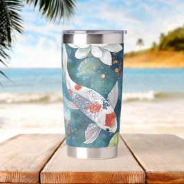 Hellfarbener Koi-Fisch mit blauem aquamarinem Hint Thermobecher