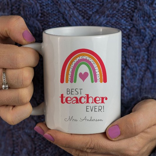 Hellfarbener Regenbogen Bester Lehrer je Kaffeetasse