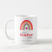 Hellfarbener Regenbogen Bester Lehrer je Kaffeetasse (Links)