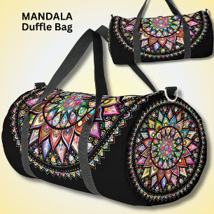Hellfarbenes Mandala Pink Aqua Gelb schwarz Duffle Bag