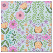 Hellfarbenes Muster nahtloser Blume Blau Stoff (Nahaufnahme)