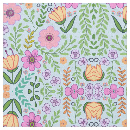 Hellfarbenes Muster nahtloser Blume Blau Stoff (Nahaufnahme)