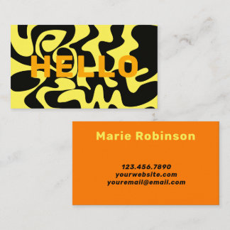 Hellfarbig-gelb-orange Schwarz - Hallo Visitenkarte