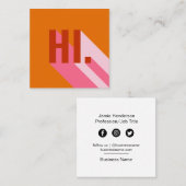 Hellfarbig Retro Mod Hi Hallo Orange Pink Quadratische Visitenkarte (Vorne/Hinten)