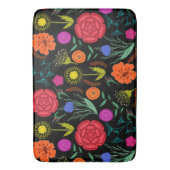 Hellfarbige Blume auf schwarz Badematte (Vorderseite Vertikal)