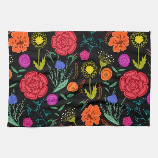 Hellfarbige Blume auf schwarz Geschirrtuch (Horizontal)