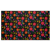 Hellfarbige Blume auf schwarz Stoff (Fat Quarter (45,7 x 55,9 cm))