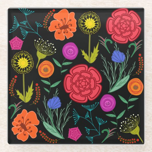 Hellfarbige Blume Glasuntersetzer (Vorderseite)