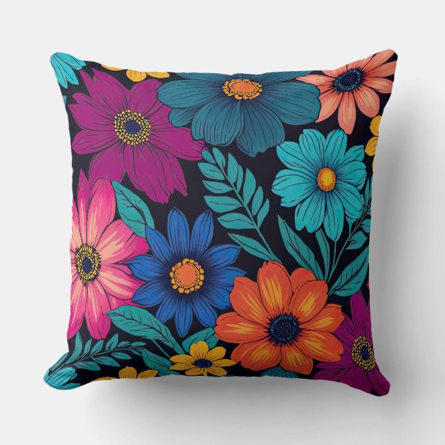 Hellfarbige Blume Kissen (Vorderseite)