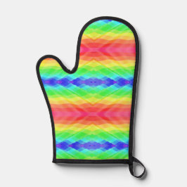 Hellfarbige Ofenhandschuh mit einem Regenbogen 