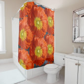 Hellfarbige Orange Mandarine Mohnblume Blume Duschvorhang (Beispiel)
