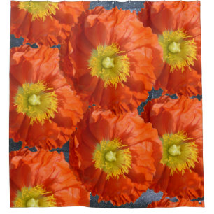Hellfarbige Orange Mandarine Mohnblume Blume Duschvorhang