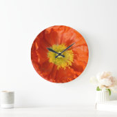 Hellfarbige Orange Mandarine Mohnblume Blume Große Wanduhr (Zuhause)