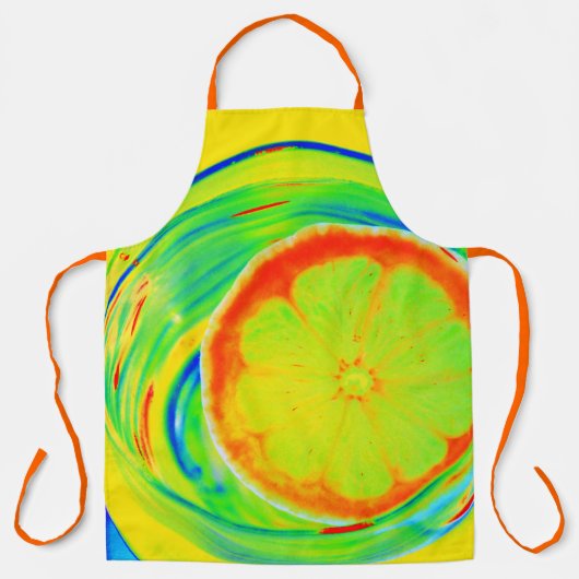 Hellfarbige Psychedelic Tropical Citrus Schürze (Vorderseite)