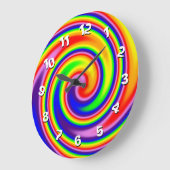 Hellfarbige Regenbogenspirale Swirl Wonky Zahlen Große Wanduhr (Winkel)