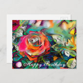 Hellfarbige Rose zum Geburtstag Postkarte (Vorne/Hinten)