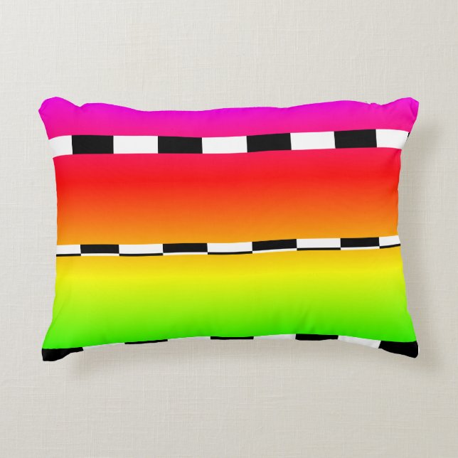 Hellfarbiger gestreifter Regenbogen Dekokissen (Vorderseite)