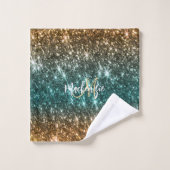 Hellfarbiger Glitzer Badhandtuch Set (Waschlappen)