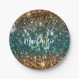 Hellfarbiger Glitzer Pappteller