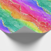 Hellfarbiger Regenbogen-Glitzer Gold Agate Geschenkpapier (Ecke)