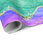 Hellfarbiger Regenbogen-Glitzer Gold Agate Geschenkpapier (Rolleneckpunkt)