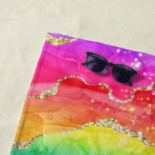 Hellfarbiger Regenbogen-Glitzer Gold Agate Strandtuch (Beispiel)