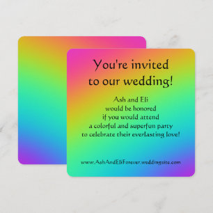 Hellfarbiger Regenbogen-Gradient-Hochzeit Einladung