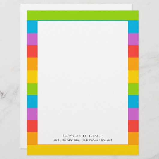 Hellfarbiger Regenbogen Personalisiert Briefbogen (Vorne/Hinten)