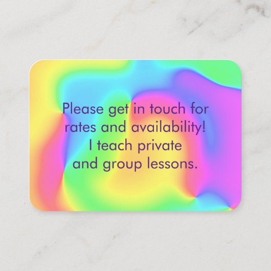 Hellfarbiger Regenbogen Visitenkarte (Rückseite)