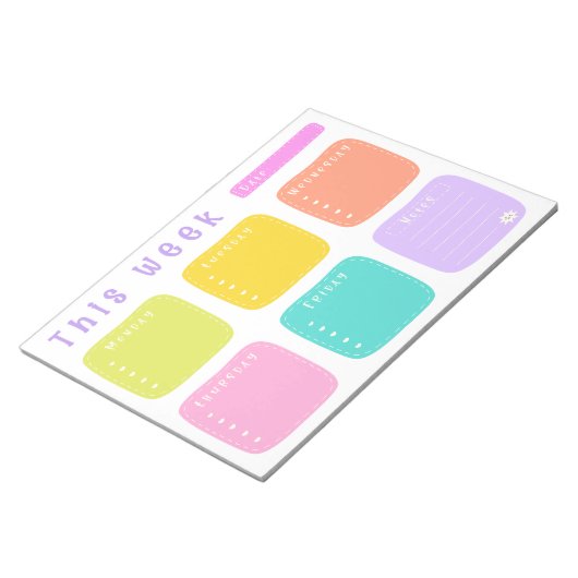 Hellfarbiger Regenbogen-Wochenplaner Notizblock (angewinkelt)