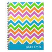 Hellfarbiger Regenbogen Zickzack Personalisiert Notizblock (Vorderseite)