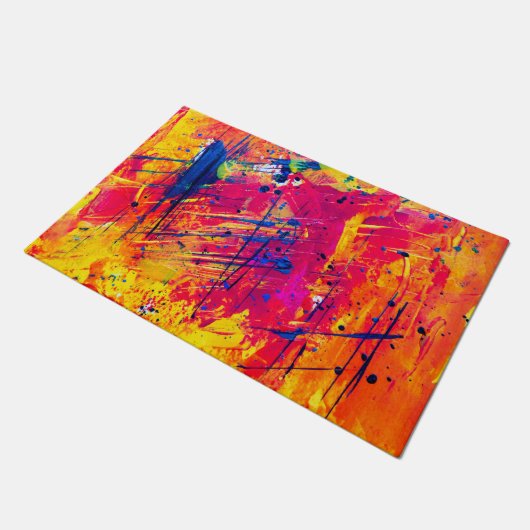 Hellfarbiger Spritzer Paint Abstrakt Fußmatte (Schrägansicht)