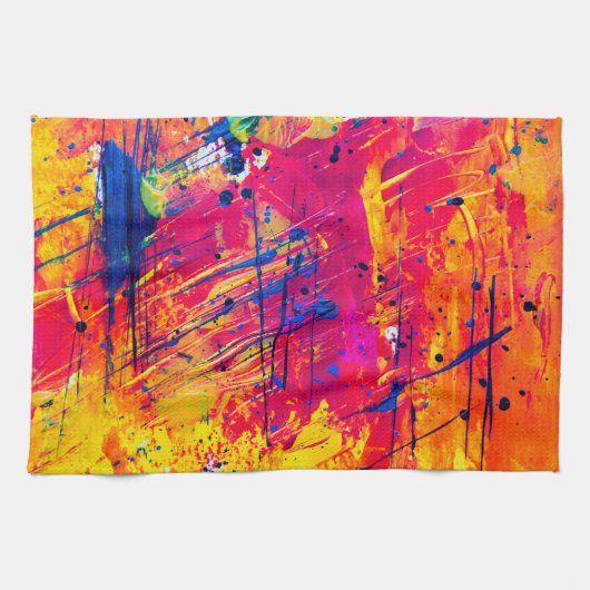 Hellfarbiger Spritzer Paint Abstrakt Geschirrtuch (Horizontal)