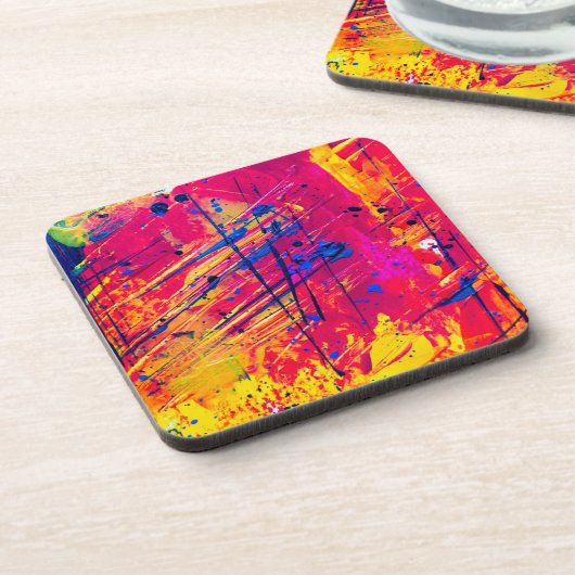 Hellfarbiger Spritzer Paint Abstrakt Getränkeuntersetzer (Linke Seite)