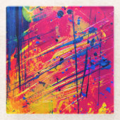 Hellfarbiger Spritzer Paint Abstrakt Glasuntersetzer (Vorderseite)
