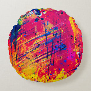 Hellfarbiger Spritzer Paint Abstrakt Rundes Kissen